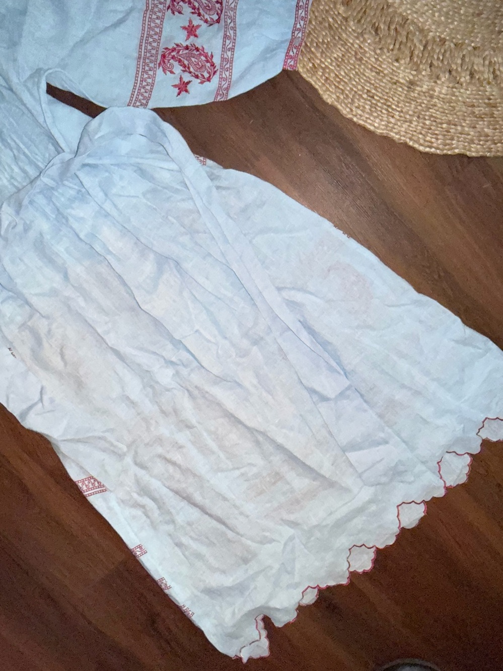 Nwt Asha rare blue embroidered MADAKET PIPER DRESS $550 boho resort linen summer - Picture 9 of 10